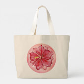 Hibiscus & kant ROOD Grote Tote Bag (Achterkant)