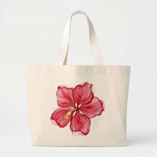 Hibiscus & kant ROOD Grote Tote Bag (Voorkant)