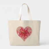 Hibiscus & kant ROOD Grote Tote Bag (Achterkant)