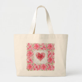 Hibiscus & kant ROOD Grote Tote Bag