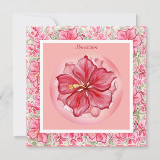 Hibiscus & kant ROOD Kaart (Voorkant)