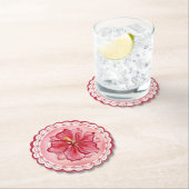 Hibiscus & kant ROOD Kartonnen Onderzetters (Insitu)