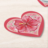 Hibiscus & kant ROOD Kartonnen Onderzetters (Gekanteld)