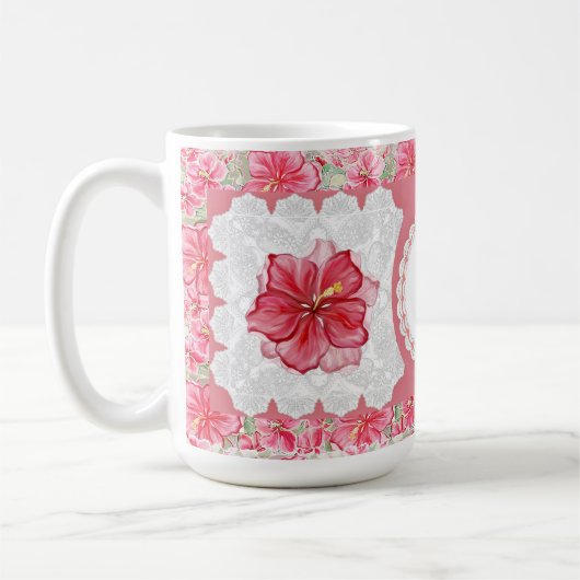 Hibiscus & kant ROOD Koffiemok (Links)