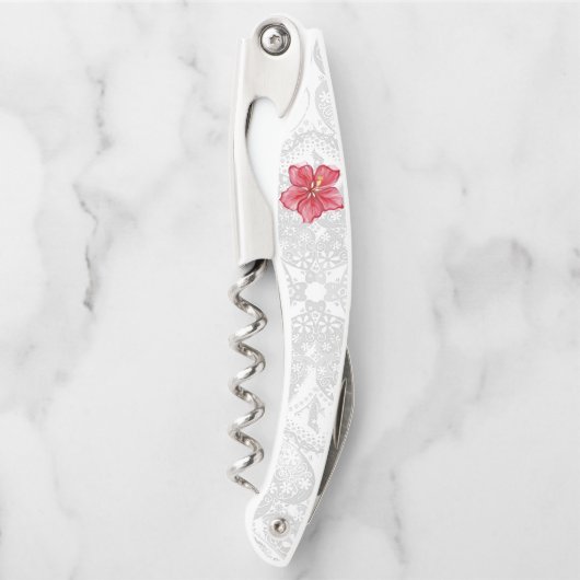 Hibiscus & kant ROOD Kurkentrekker (Voorkant)