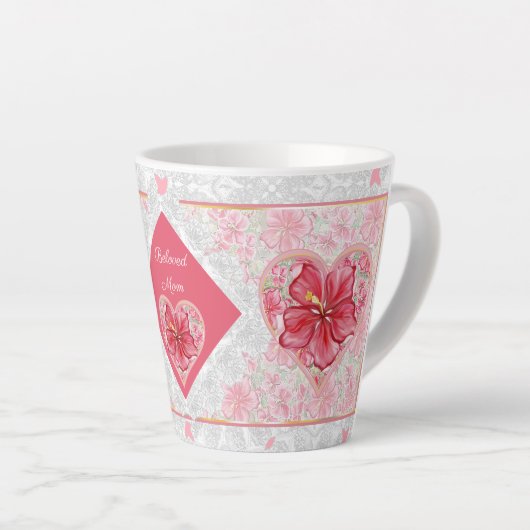 Hibiscus & kant ROOD Latte Mok (Rechterhoek)