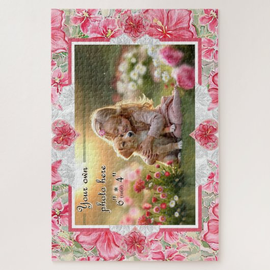 Hibiscus & kant ROOD Legpuzzel (Verticaal)