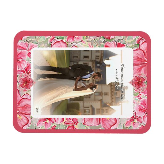 Hibiscus & kant ROOD Magneet (Horizontaal)