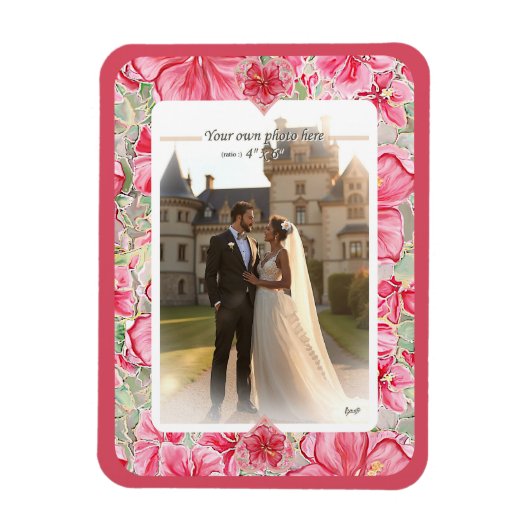 Hibiscus & kant ROOD Magneet (Verticaal)