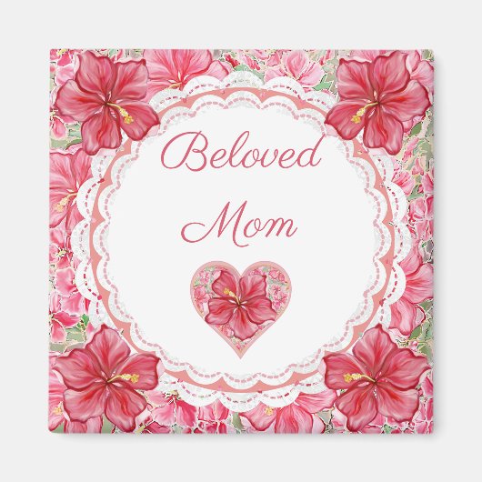 Hibiscus & kant ROOD Magneet (Voorkant)