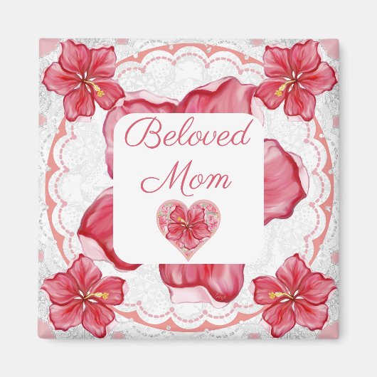 Hibiscus & kant ROOD Magneet (Voorkant)