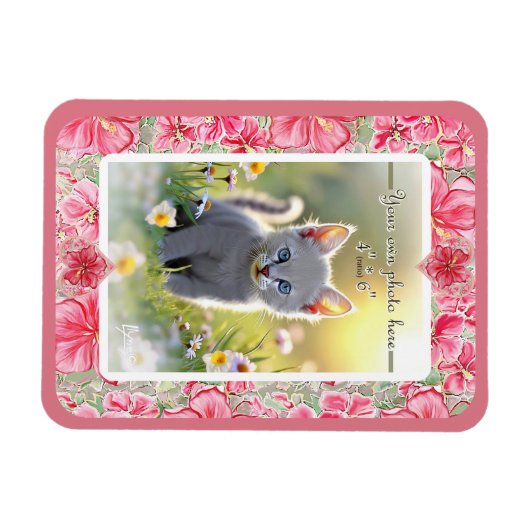 Hibiscus & kant ROOD Magneet (Horizontaal)