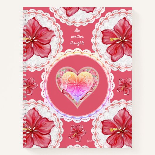 Hibiscus & kant ROOD Notitieboek (Voorkant)