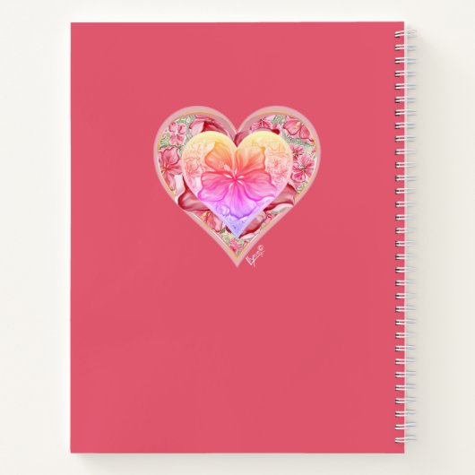Hibiscus & kant ROOD Notitieboek (Achterkant)