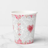 Hibiscus & kant ROOD Papieren Bekers (Achterkant)