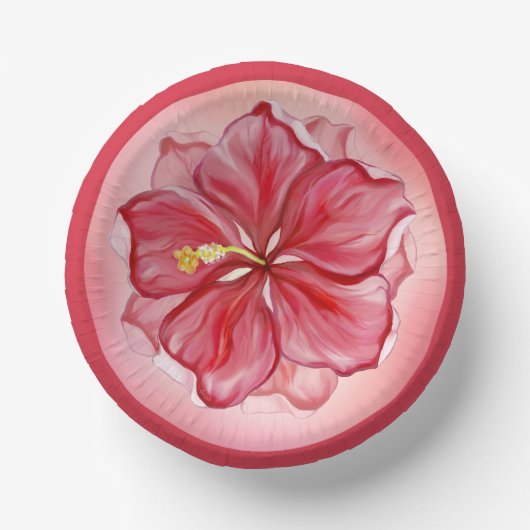 Hibiscus & kant ROOD Papieren Kommen (Voorkant)