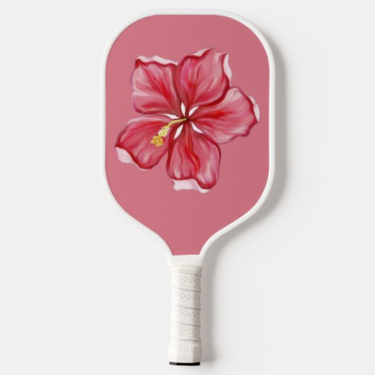 Hibiscus & kant ROOD Pickleball Paddle (Achterkant)