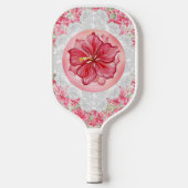 Hibiscus & kant ROOD Pickleball Paddle (Voorkant)