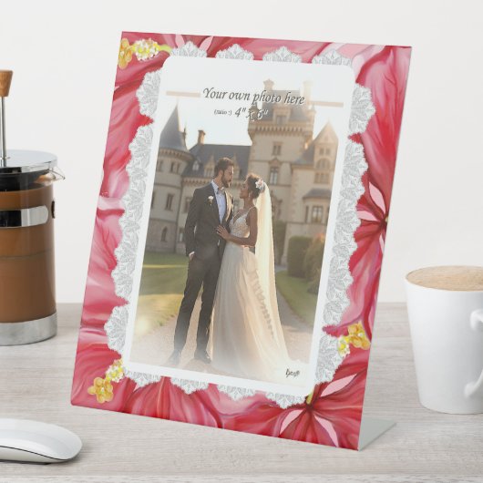 Hibiscus & kant ROOD Reclamebord Met Voetstuk (Insitu)