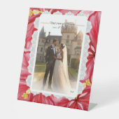 Hibiscus & kant ROOD Reclamebord Met Voetstuk (Voorkant)