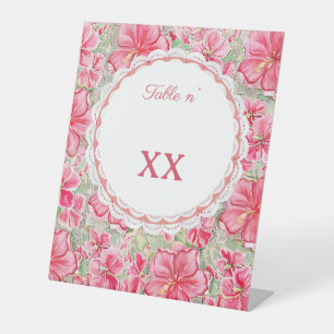 Hibiscus & kant ROOD Reclamebord Met Voetstuk