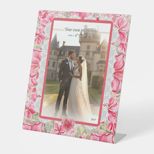 Hibiscus & kant ROOD Reclamebord Met Voetstuk (Voorkant)