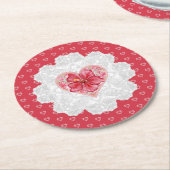 Hibiscus & kant ROOD Ronde Kartonnen Onderzetter (Gebogen)