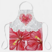 Hibiscus & kant ROOD Schort (Voorkant)