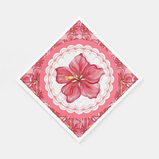 Hibiscus & kant ROOD Servet (Hoek)
