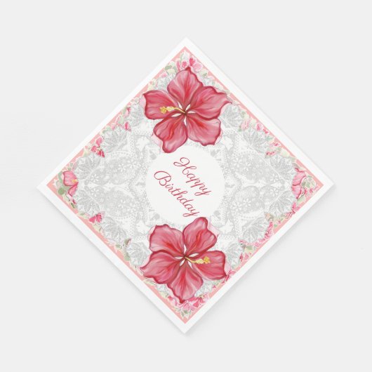 Hibiscus & kant ROOD Servet (Hoek)