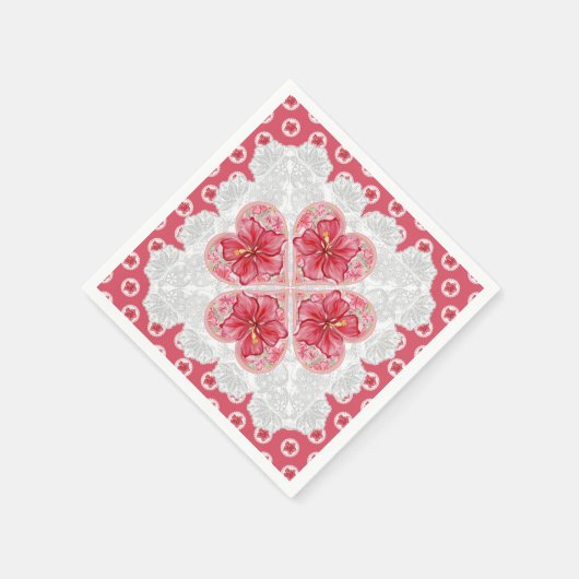 Hibiscus & kant ROOD Servet (Hoek)