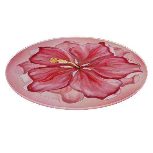 Hibiscus & kant ROOD Snijplank (Hoek)