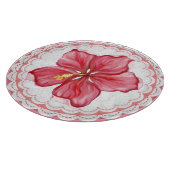 Hibiscus & kant ROOD Snijplank (Hoek)