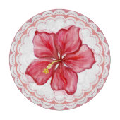 Hibiscus & kant ROOD Snijplank (Voorkant)