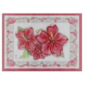 Hibiscus & kant ROOD Snijplank (Voorkant)