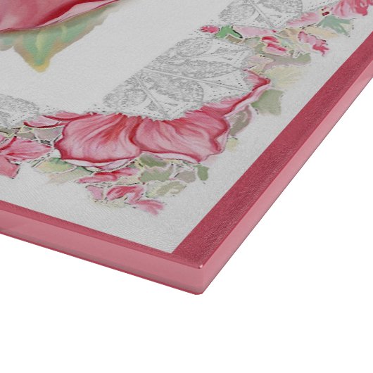 Hibiscus & kant ROOD Snijplank (Hoek)