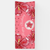 Hibiscus & kant ROOD Spandoek (Verticaal)