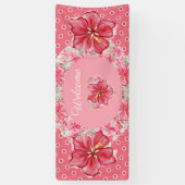 Hibiscus & kant ROOD Spandoek (Verticaal)