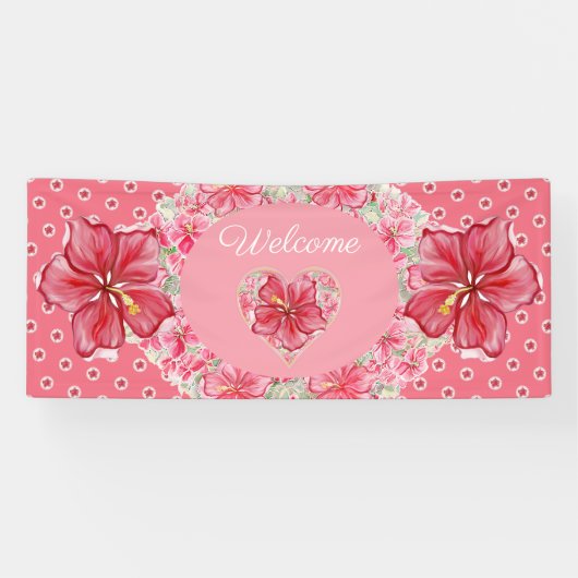 Hibiscus & kant ROOD Spandoek (Horizontaal)