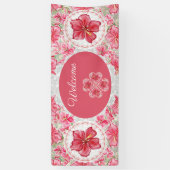 Hibiscus & kant ROOD Spandoek (Verticaal)