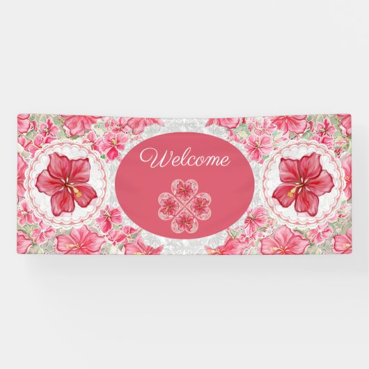 Hibiscus & kant ROOD Spandoek (Horizontaal)