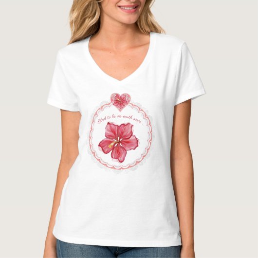 Hibiscus & kant ROOD T-shirt (Voorkant)