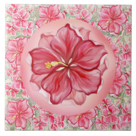 Hibiscus & kant ROOD Tegeltje