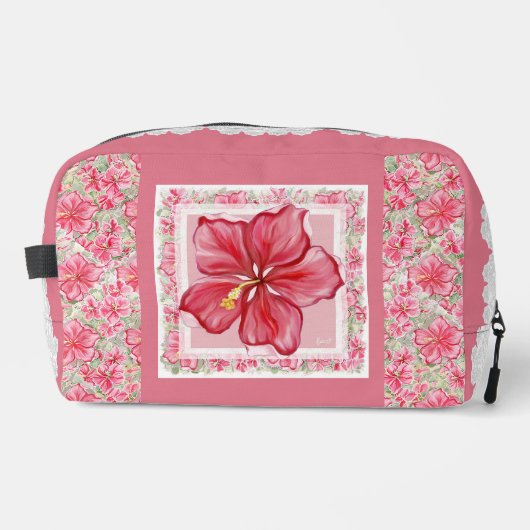 Hibiscus & kant ROOD Toilettasje (Voorkant)