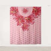 Hibiscus & kant ROOD Wandkleed (Voorkant)