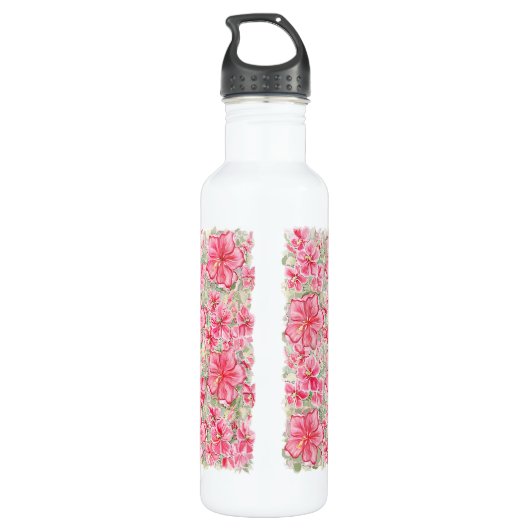 Hibiscus & kant ROOD Waterfles (Achterkant)