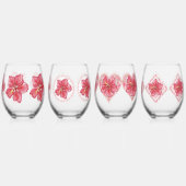 Hibiscus & kant ROOD Wijnglas Zonder Voet (Achterkant)