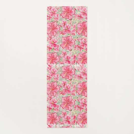 Hibiscus & kant ROOD Yogamat (Achterkant)