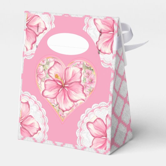 Hibiscus & kant ROZE Bedankdoosjes (Achterkant)