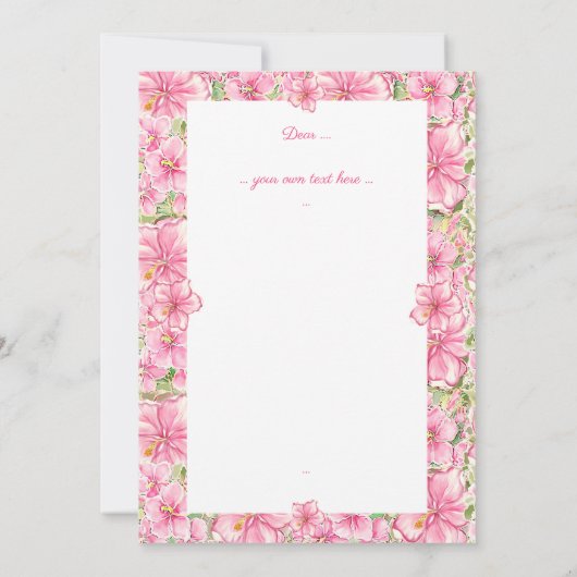 Hibiscus & kant ROZE Bedankkaart (Achterkant)